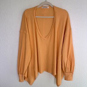 Free People Coraline Thermal Top Womens Small Oversize Waffle Knit Capsule Solid